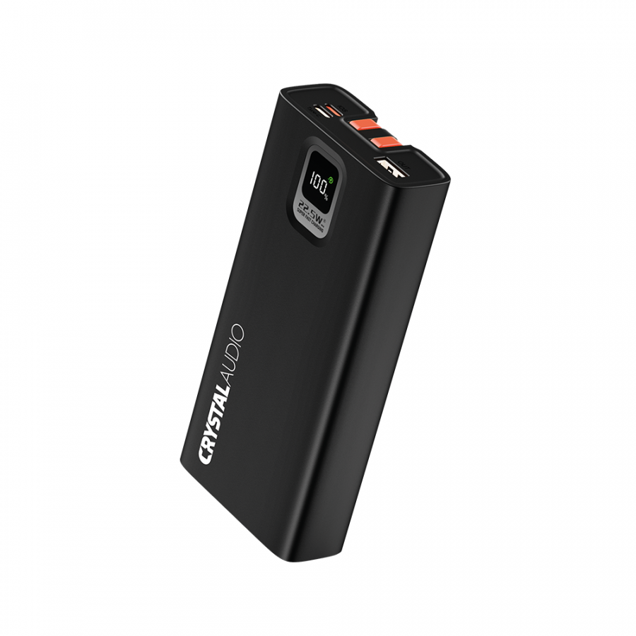 CRYSTAL AUDIO PBK7K Power Bank 20000 mAh PD Dual LCD+Cable Μαύρο