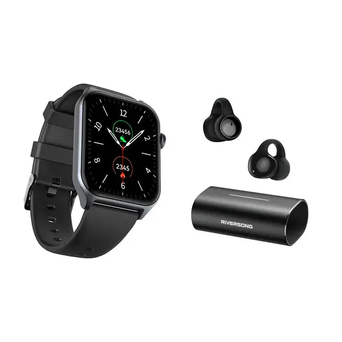 Riversong Smartwatch Motive 9E Space Gray + Riversong True Wireless AirClip L3 Black