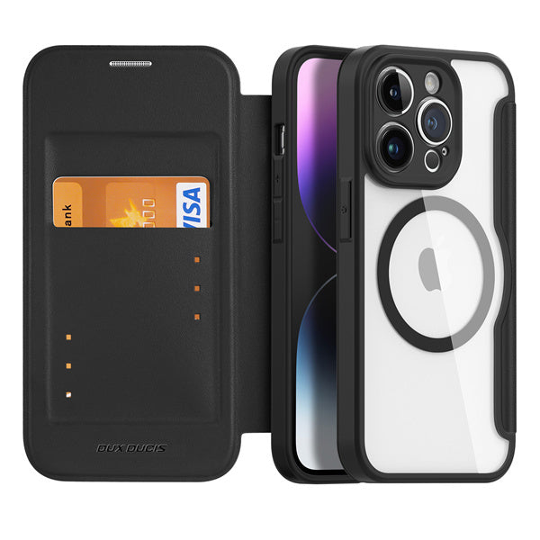 Θηκη Book DD Skin X Pro Δερματινη για Apple iPhone 14 Pro Μαυρη Με MagSafe