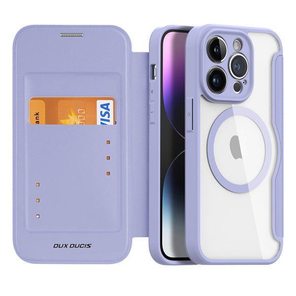 Θηκη Book DD Skin X Pro Δερματινη για Apple iPhone 14 Pro Μωβ Με MagSafe