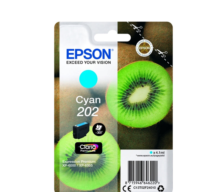 Epson Μελάνι Inkjet 202 Cyan (C13T02F24010) (EPST02F240)