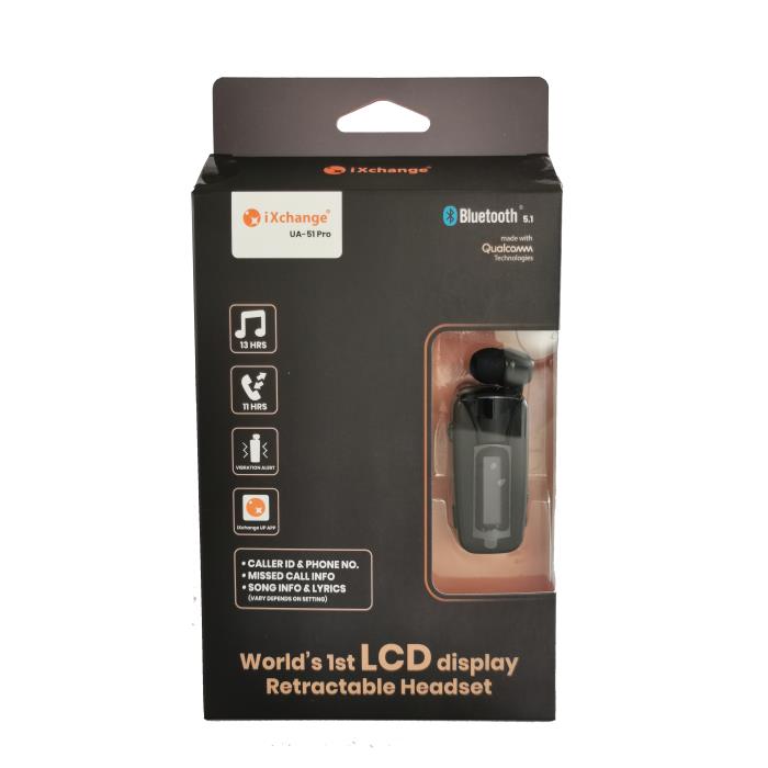 Ακουστικό Επαναφερόμενο ΒΤ με LCD iXchange UA51 Pro