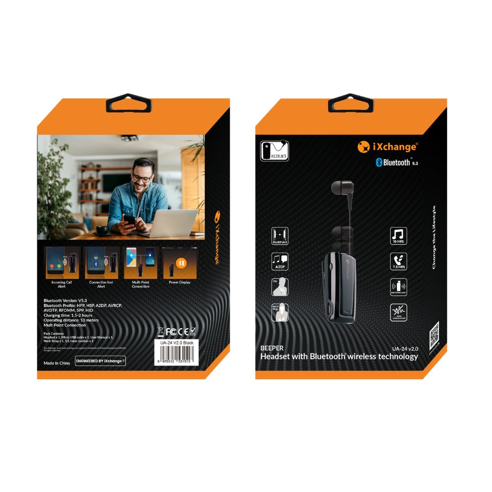 Ακουστικό Επαναφερόμενο BT iXchange UA24 V2.0