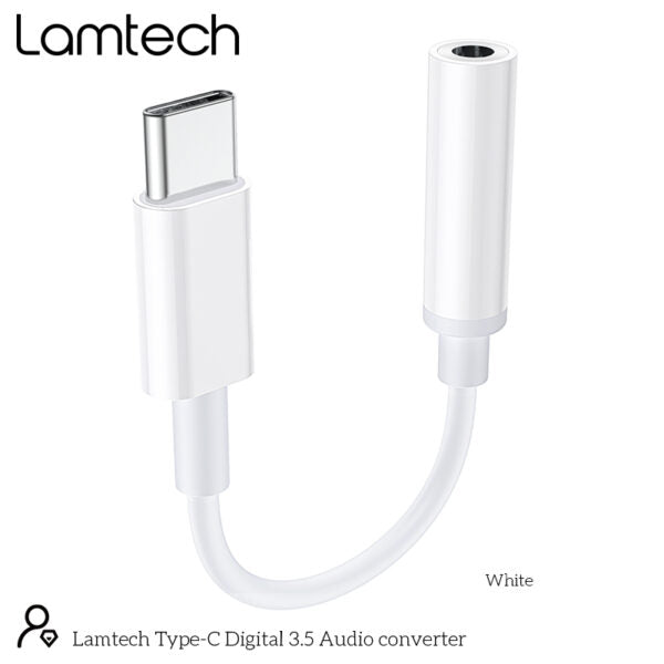 LAMTECH TYPE-C ADAPTER CABLE AUDIO JACK 3,5MM WHITE