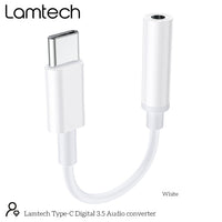 LAMTECH TYPE-C ADAPTER CABLE AUDIO JACK 3,5MM WHITE