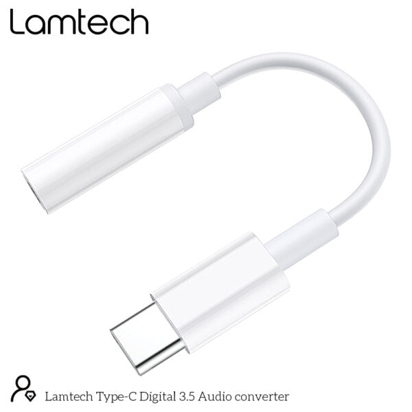 LAMTECH TYPE-C ADAPTER CABLE AUDIO JACK 3,5MM WHITE
