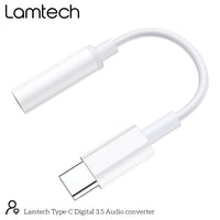LAMTECH TYPE-C ADAPTER CABLE AUDIO JACK 3,5MM WHITE