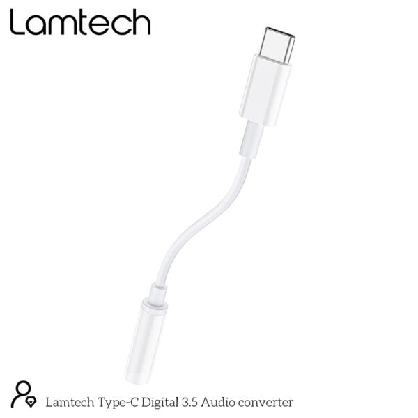 LAMTECH TYPE-C ADAPTER CABLE AUDIO JACK 3,5MM WHITE