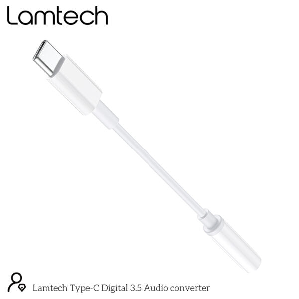 LAMTECH TYPE-C ADAPTER CABLE AUDIO JACK 3,5MM WHITE
