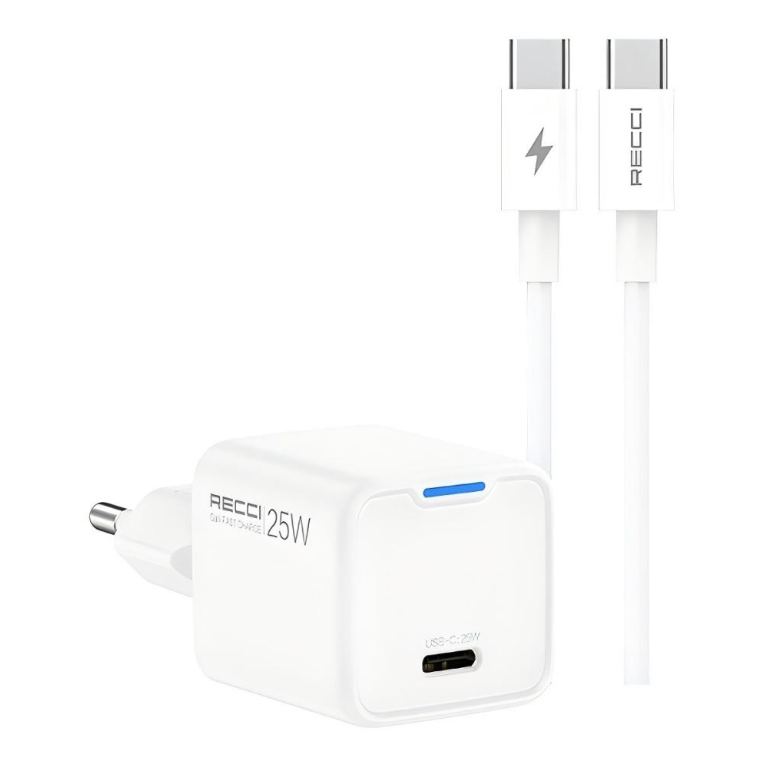 RECCI RC106E GaN PD25W USB-C Charger with Fast Charge Data Cable