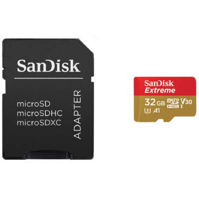 SanDisk Extreme microSDHC + SD Adapter 100MB/s V30 UHS-I U3 A1