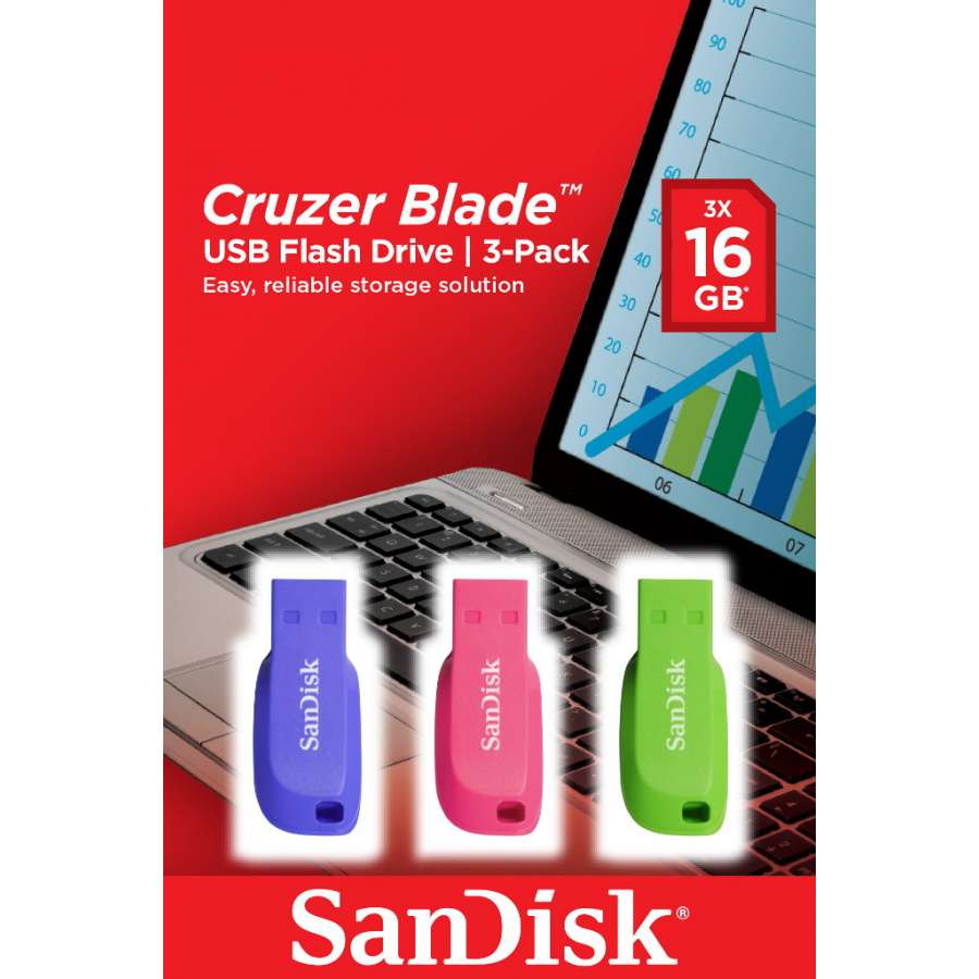 SanDisk Cruzer Blade USB Flash Drive 3-pack