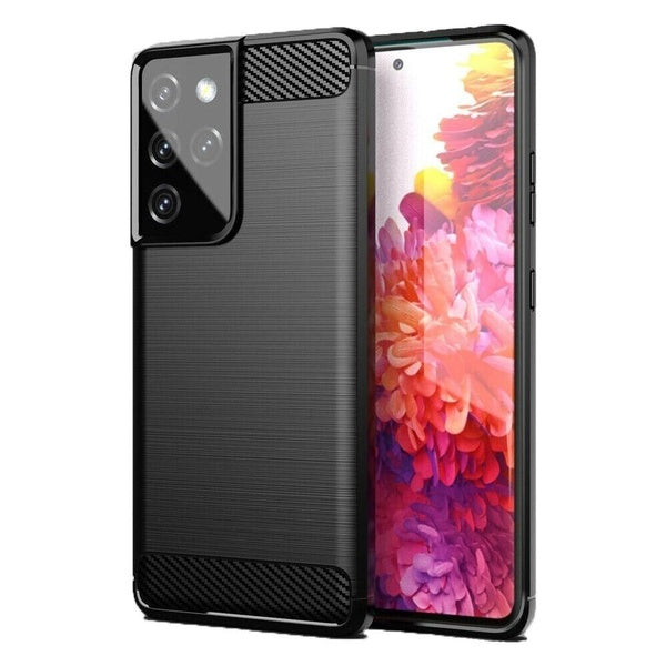 Θηκη Carbon Look Σιλικονης Για Samsung Galaxy S21 Ultra Μαυρη