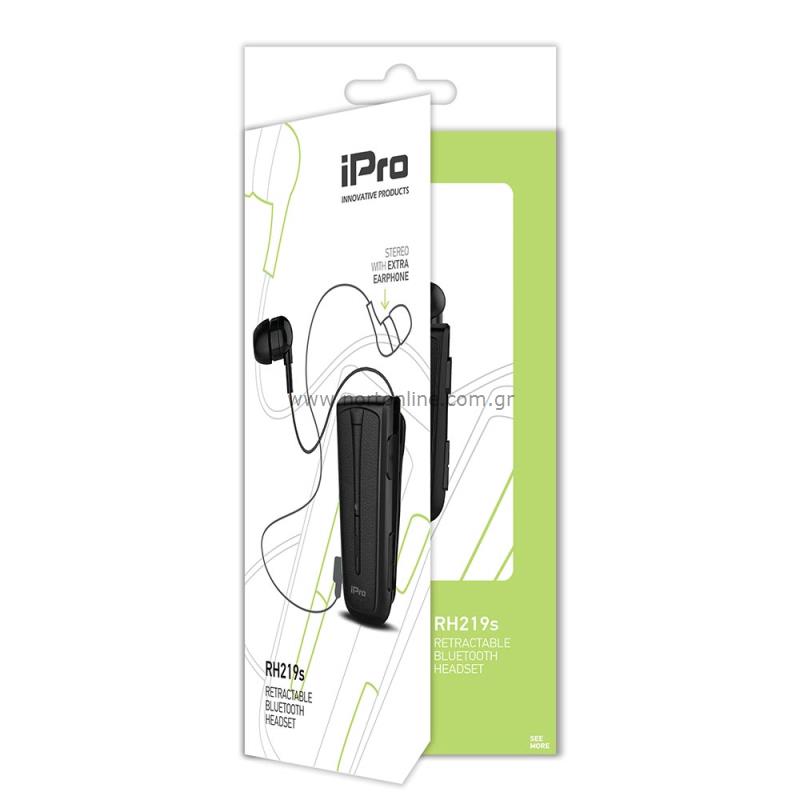 Στερεοφωνικό Ακουστικό Bluetooth iPro RH219s Retractable με Δόνηση