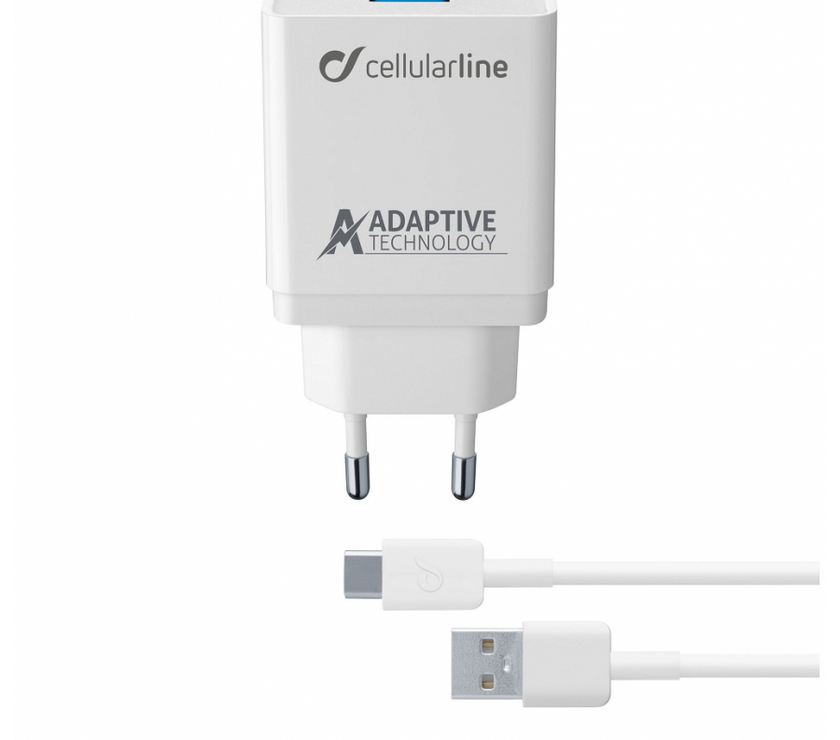 CELLULAR LINE 303906 Σετ Φορτιστής Samsung με Θύρα USB-A και Καλώδιο Type-C 15W Λευκό