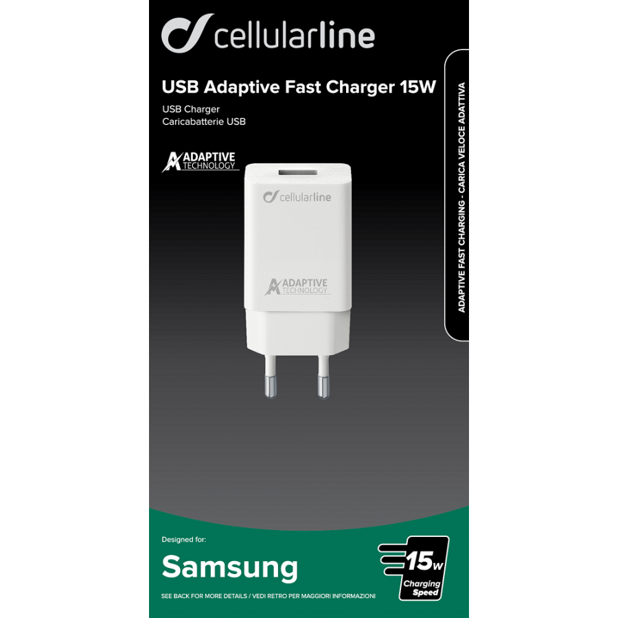 CELLULAR LINE 303913 Φορτιστής για Samsung με Θύρα USB-A 15W Λευκός