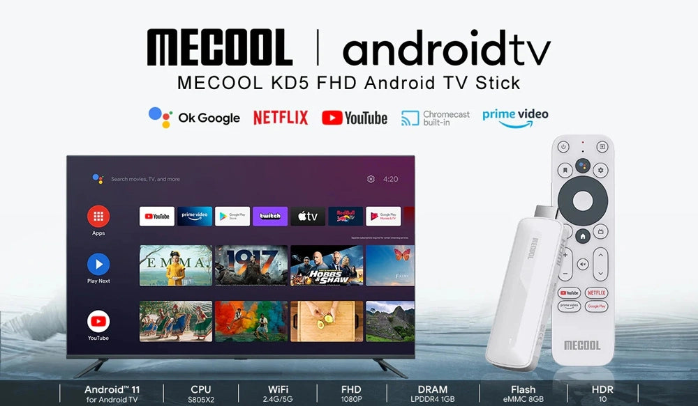 MECOOL TV Stick KD5, Google & Netflix certificate, FHD, WiFi, Android 11