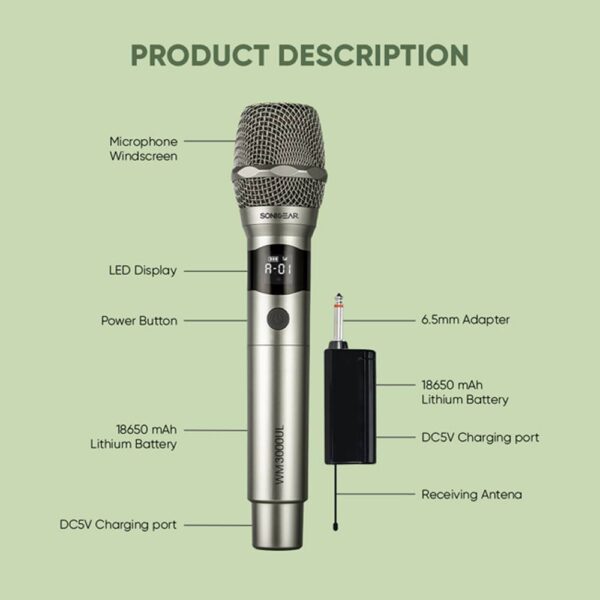 SONICGEAR DUAL PROFESSIONAL UHF WIRELESS LED MICROPHONE WM 3300 UL
