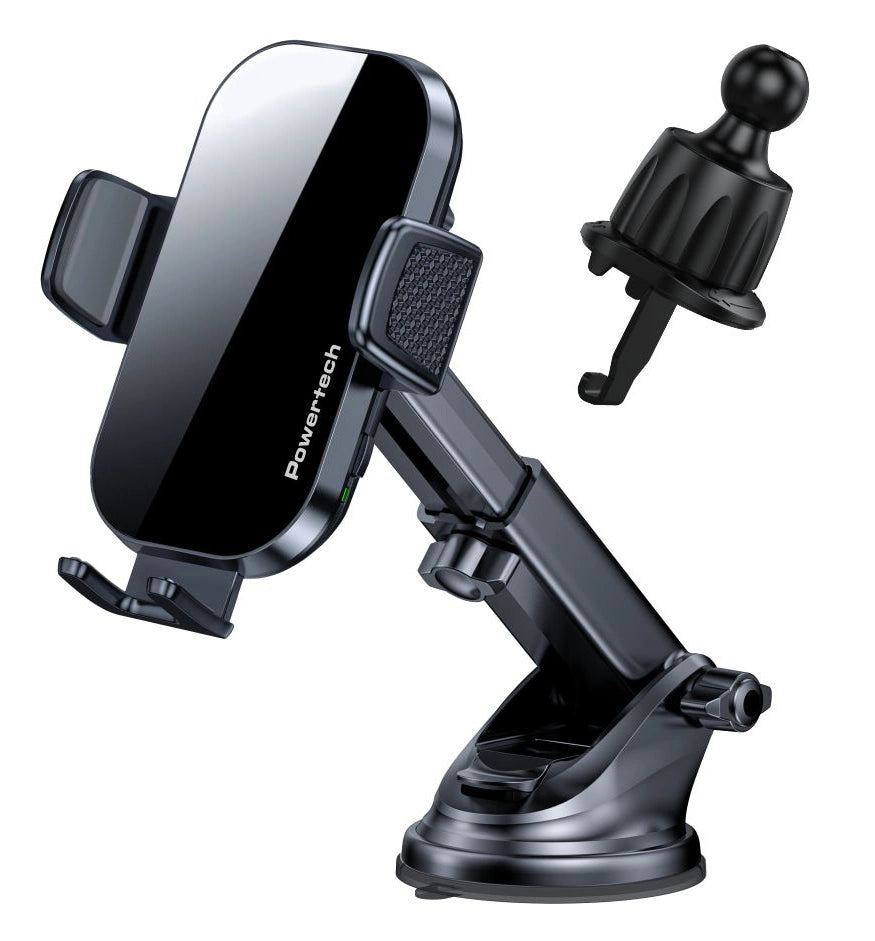 POWERTECH ασύρματος φορτιστής & βάση αυτοκινήτου PT-1271, 15W, μαύρος