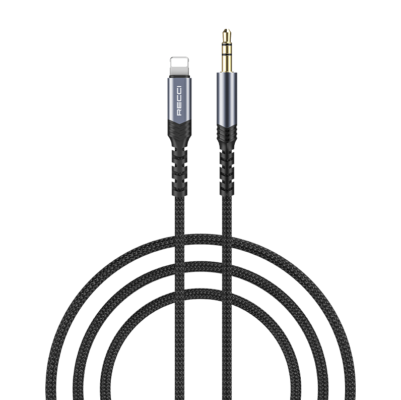 Recci RDS-A26 Aux Cable 3.5mm male Lightning 1m - Black