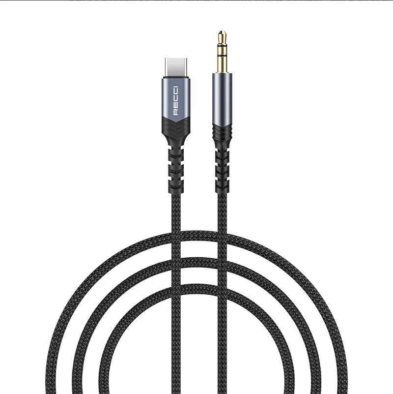 Recci RDS-A27 Aux Cable 3.5mm male Type-C 1m - Black