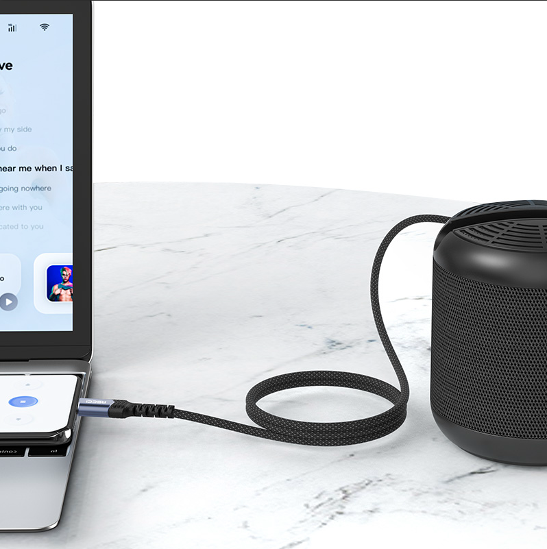 Recci RDS-A26 Aux Cable 3.5mm male Lightning 1m - Black