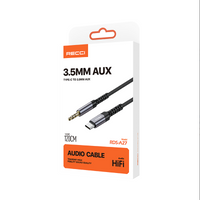 Recci RDS-A27 Aux Cable 3.5mm male Type-C 1m - Black