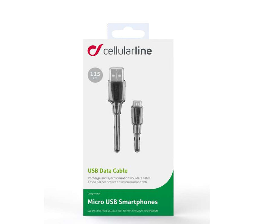 CELLULAR LINE 131745 USB Καλώδιο Συγχρονισμού και Φόρτισης microUSB (1,2m) Μαύρο