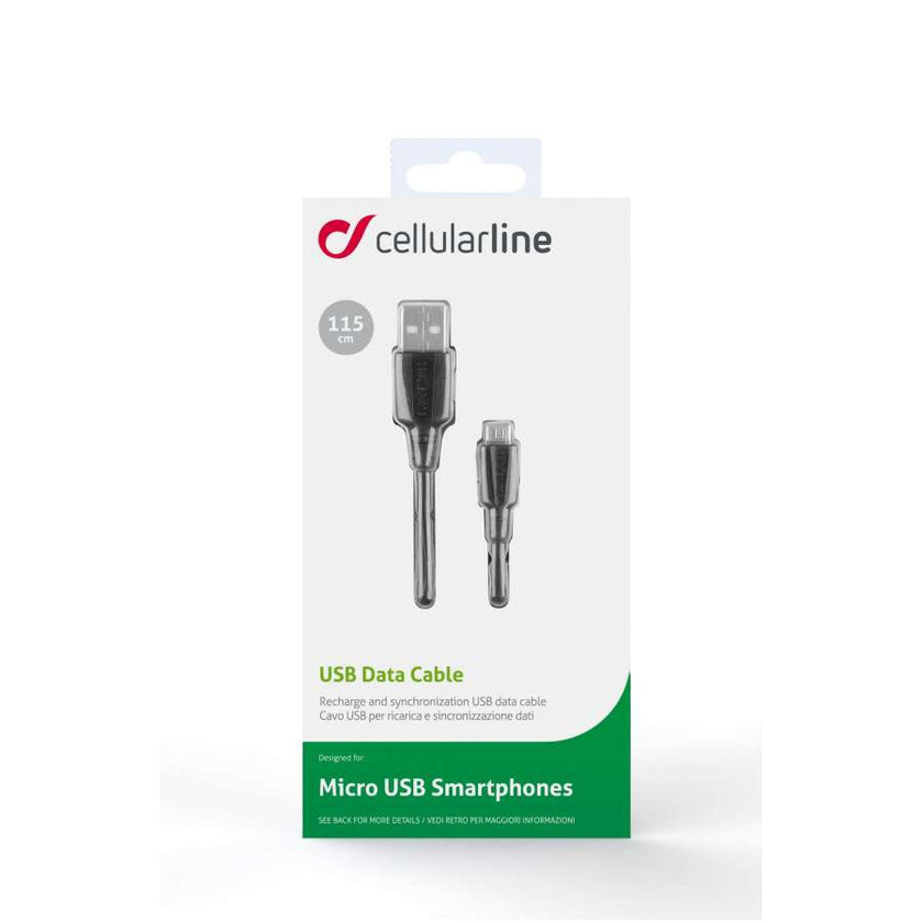 CELLULAR LINE 131745 USB Καλώδιο Συγχρονισμού και Φόρτισης microUSB (1,2m) Μαύρο