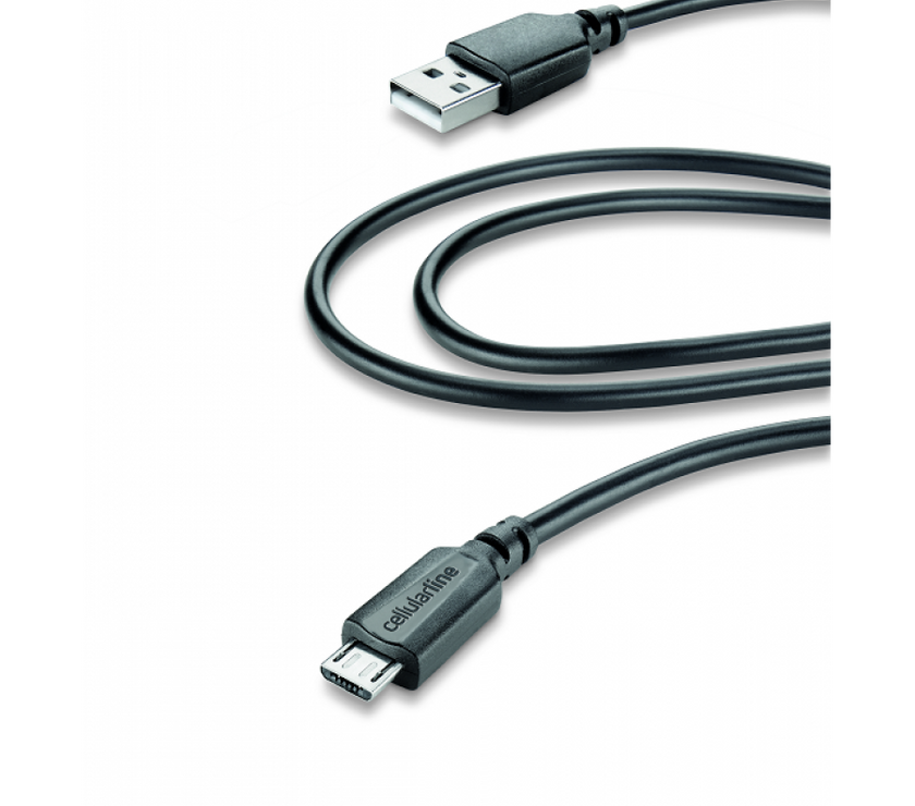 CELLULAR LINE 203947 USB Καλώδιο Συγχρονισμού και Φόρτισης microUSB (2m) Μαύρο