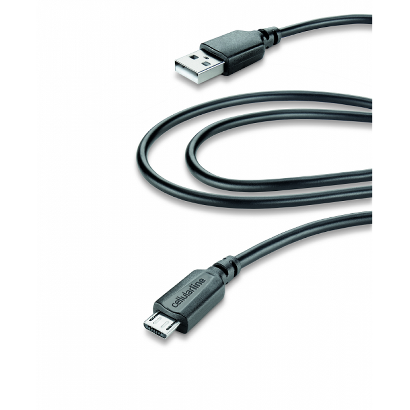 CELLULAR LINE 203947 USB Καλώδιο Συγχρονισμού και Φόρτισης microUSB (2m) Μαύρο
