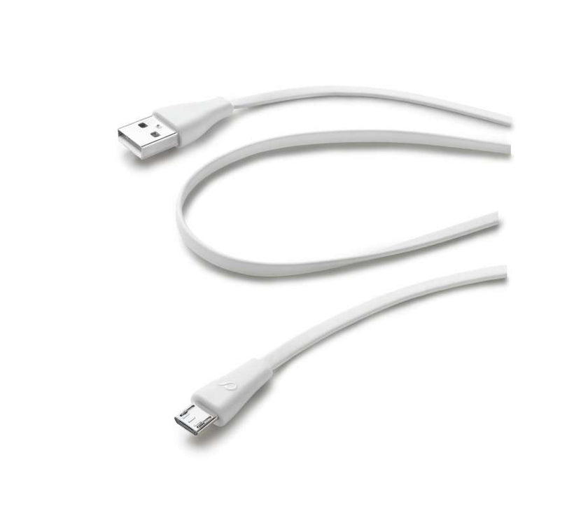 CELLULAR LINE 190919 USB Καλώδιο Συγχρονισμού και Φόρτισης microUSB (1m) Λευκό
