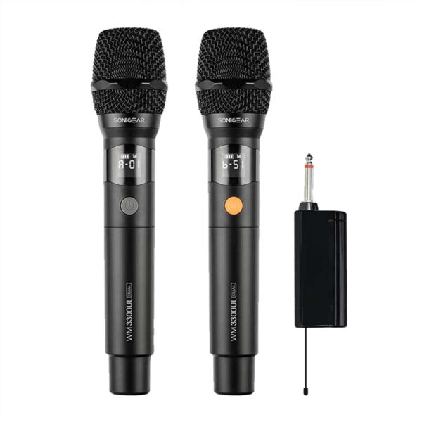 SONICGEAR DUAL PROFESSIONAL UHF WIRELESS LED MICROPHONE WM 3300 UL