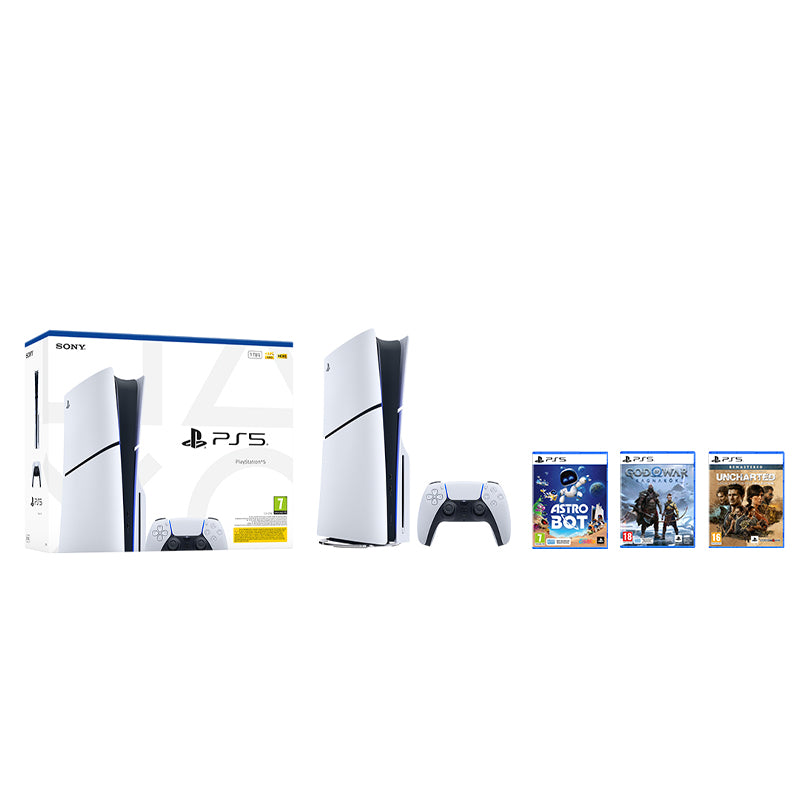 Sony PlayStation 5 BluRay Slim Edition + ASTRO BOT + God of War Ragnarok + Uncharted: Legacy of Thieves Collection