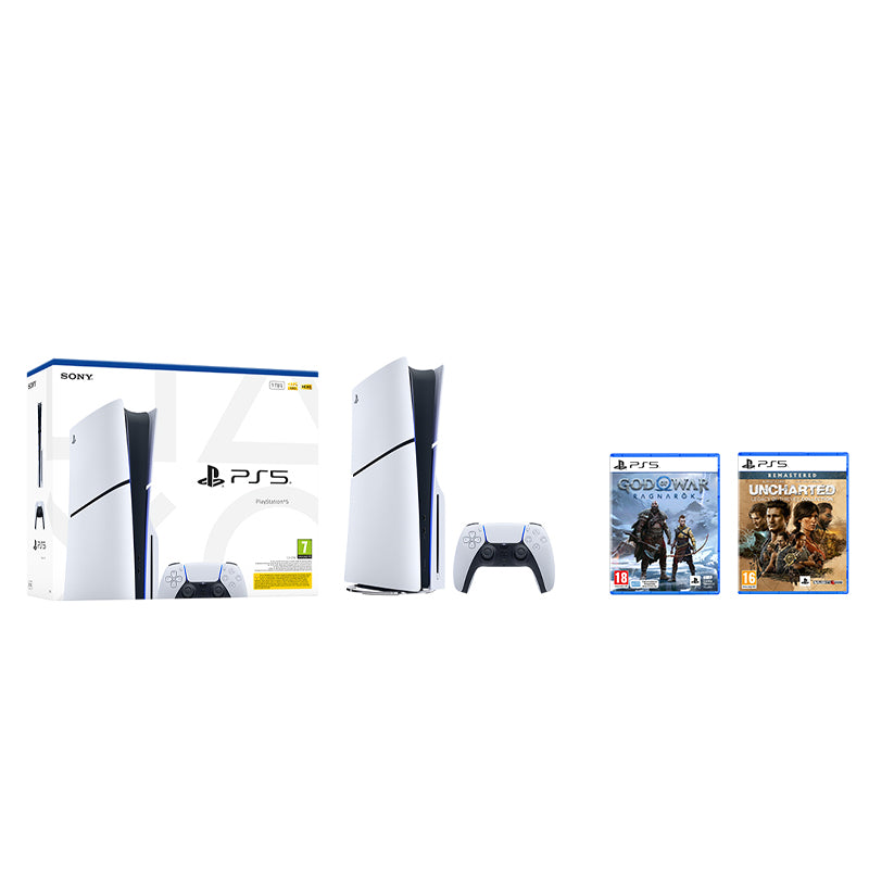 Sony PlayStation 5 BluRay Slim Edition + God of War Ragnarok + Uncharted: Legacy of Thieves Collection