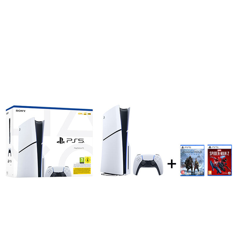 Sony PlayStation 5 BluRay Slim Edition + God of War Ragnarok + Marvel's Spider-Man 2